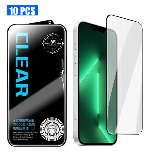 For iPhone 13 Pro Max 10Pcs Screen Protector AR Anti-Reflection High Aluminium-silicon Glass Silk Printing Clear Film - Transparent - 1