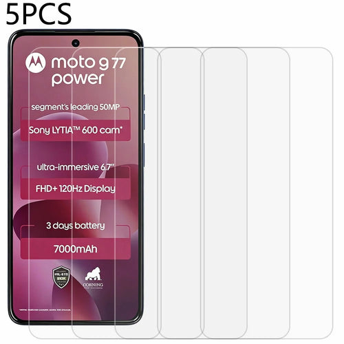 5Pcs For Motorola Moto G77 Power 5G Front Screen Protector 0.3mm 2.5D Tempered Glass Film, Not Full Covering - Transparent - 1