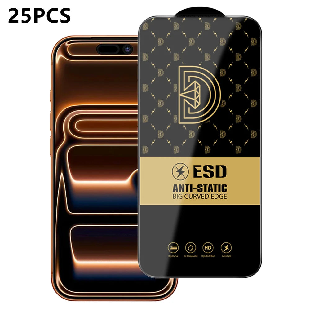 For iPhone 17 Pro 25Pcs Screen Protector Anti-static Silk Printing Medium Alumina Glass HD Clear Film - Transparent - 1
