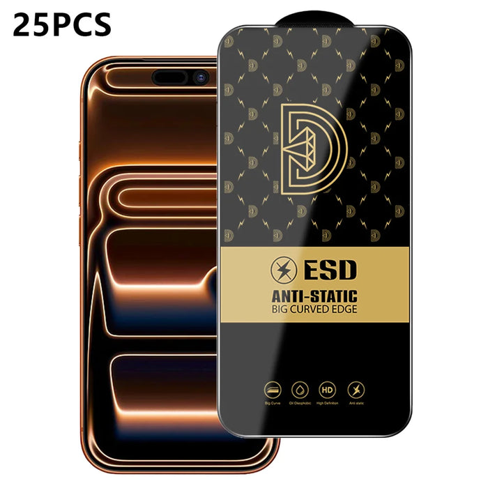 For iPhone 17 Pro 25Pcs Screen Protector Anti-static Silk Printing Medium Alumina Glass HD Clear Film - Transparent - 1