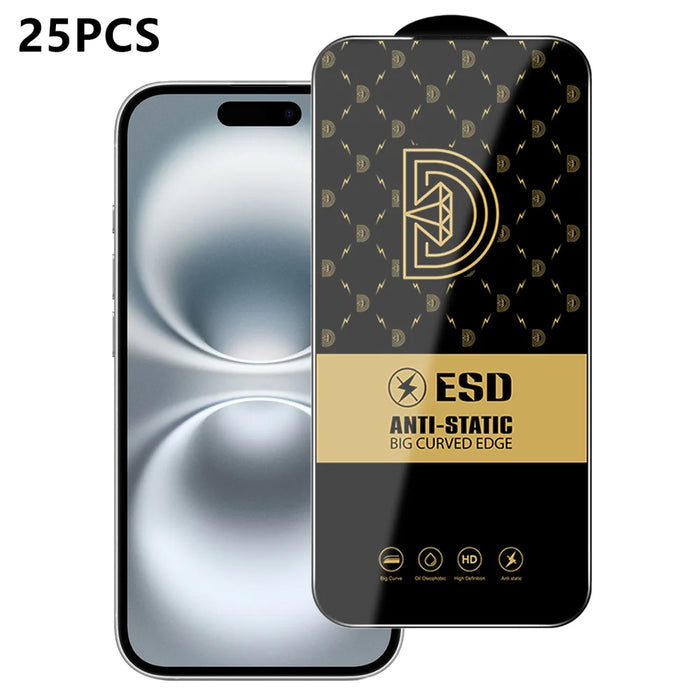 For iPhone 16 25Pcs Screen Protector Anti-static Silk Printing Medium Alumina Glass HD Clear Film - Transparent - 1