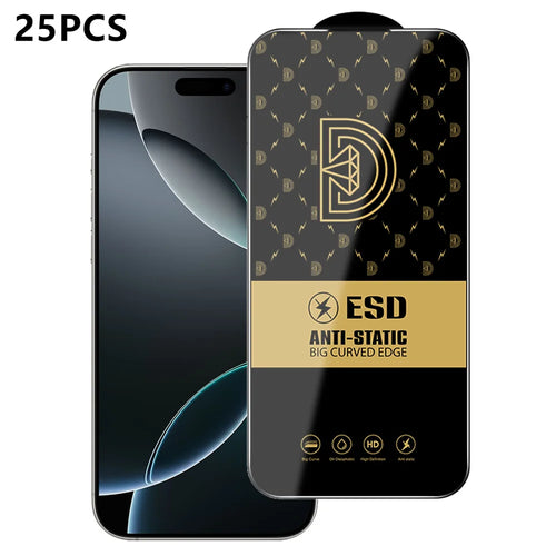 For iPhone 16 Pro Max 25Pcs Screen Protector Anti-static Silk Printing Medium Alumina Glass HD Clear Film - Transparent - 1