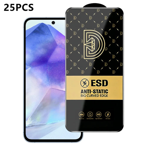 For Samsung Galaxy A55 5G 25Pcs Screen Protector Anti-static Silk Printing Medium Alumina Glass HD Clear Film - Transparent - 1