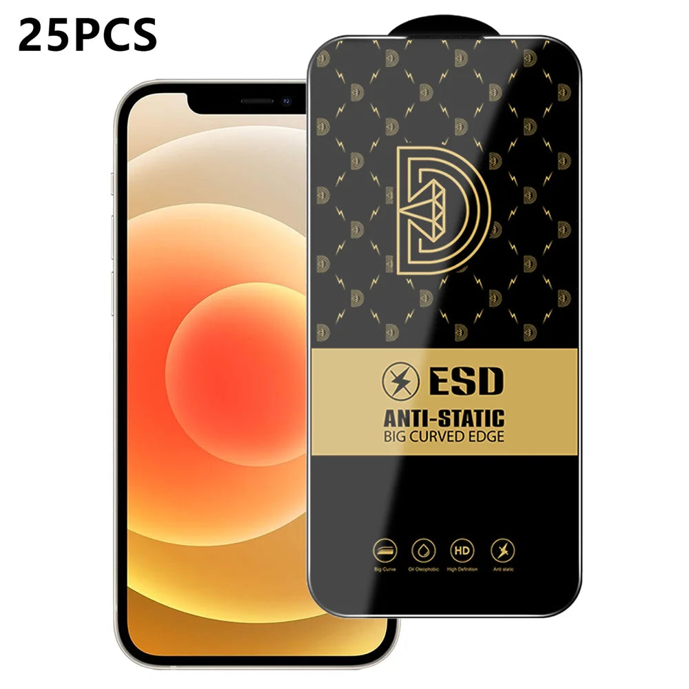 For iPhone 12 25Pcs Screen Protector Anti-static Silk Printing Medium Alumina Glass HD Clear Film - Transparent - 1