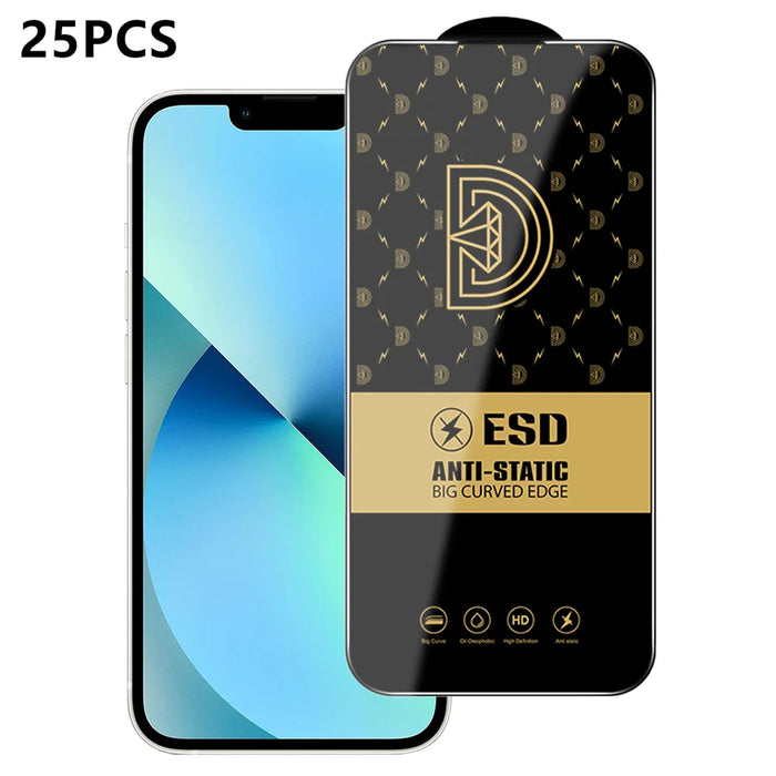 For iPhone 13 25Pcs Screen Protector Anti-static Silk Printing Medium Alumina Glass HD Clear Film - Transparent - 1