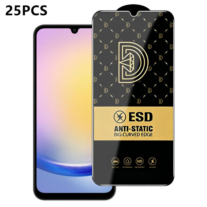 For Samsung Galaxy A25 5G (Global) (161mm) 25Pcs Screen Protector Anti-static Silk Printing Medium Alumina Glass HD Clear Film - Transparent - 1