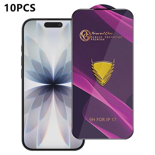 For iPhone 17 10Pcs Screen Protector Full Cover Anti-Static Clear High Aluminium-silicon Glass Film - Transparent - 1