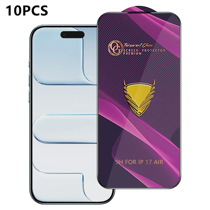 For iPhone Air 10Pcs Screen Protector Full Cover Anti-Static Clear High Aluminium-silicon Glass Film - Transparent - 1