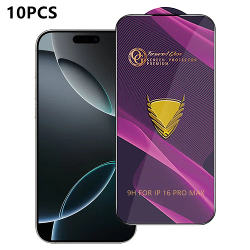 For iPhone 16 Pro Max 10Pcs Screen Protector Full Cover Anti-Static Clear High Aluminium-silicon Glass Film - Transparent - 1