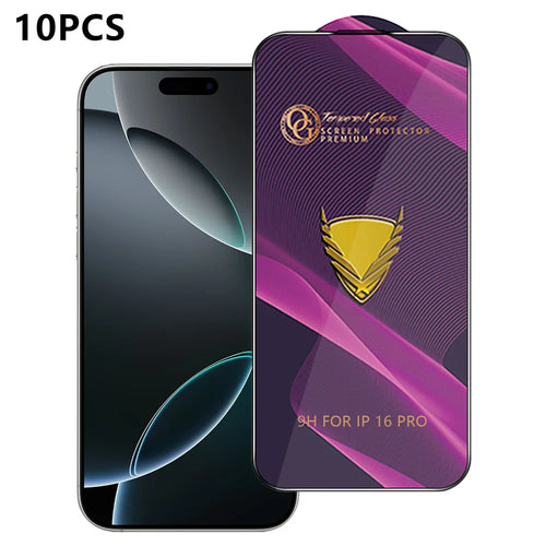 For iPhone 16 Pro 10Pcs Screen Protector Full Cover Anti-Static Clear High Aluminium-silicon Glass Film - Transparent - 1