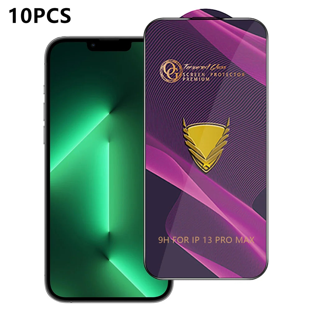 For iPhone 13 Pro Max 10Pcs Screen Protector Full Cover Anti-Static Clear High Aluminium-silicon Glass Film - Transparent - 1