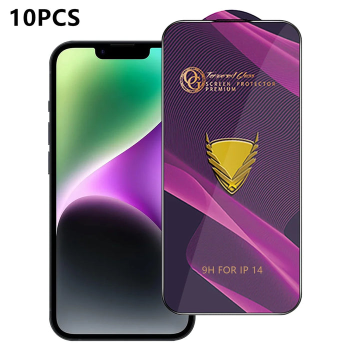 For iPhone 14 10Pcs Screen Protector Full Cover Anti-Static Clear High Aluminium-silicon Glass Film - Transparent - 1