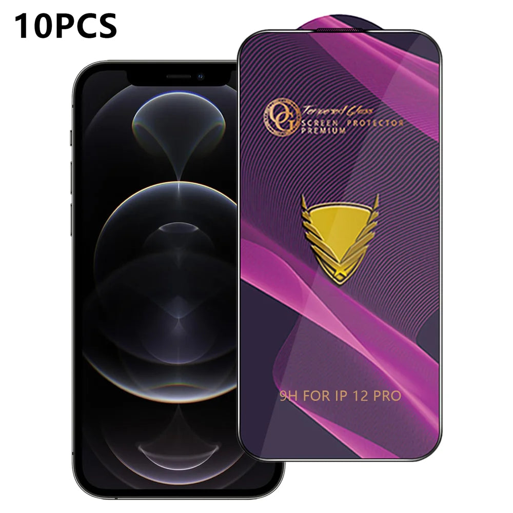 For iPhone 12 Pro 10Pcs Screen Protector Full Cover Anti-Static Clear High Aluminium-silicon Glass Film - Transparent - 1