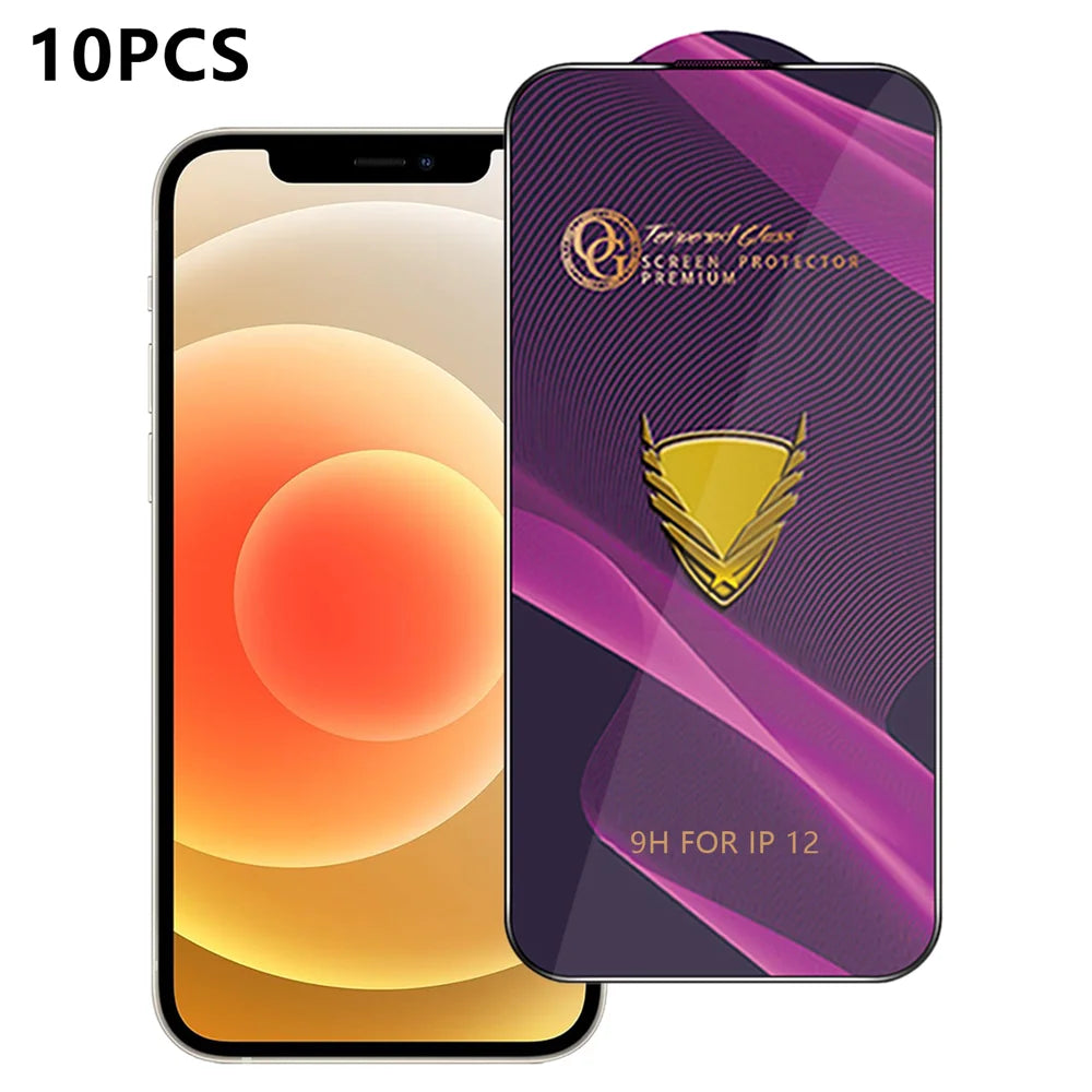 For iPhone 12 10Pcs Screen Protector Full Cover Anti-Static Clear High Aluminium-silicon Glass Film - Transparent - 1