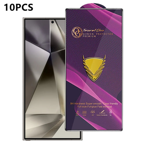 For Samsung Galaxy S24 Ultra 10Pcs Screen Protector Full Cover Anti-Static Clear High Aluminium-silicon Glass Film - Transparent - 1
