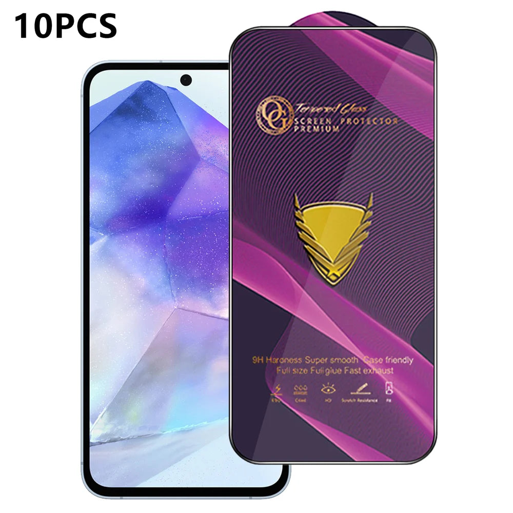 For Samsung Galaxy A55 5G 10Pcs Screen Protector Full Cover Anti-Static Clear High Aluminium-silicon Glass Film - Transparent - 1