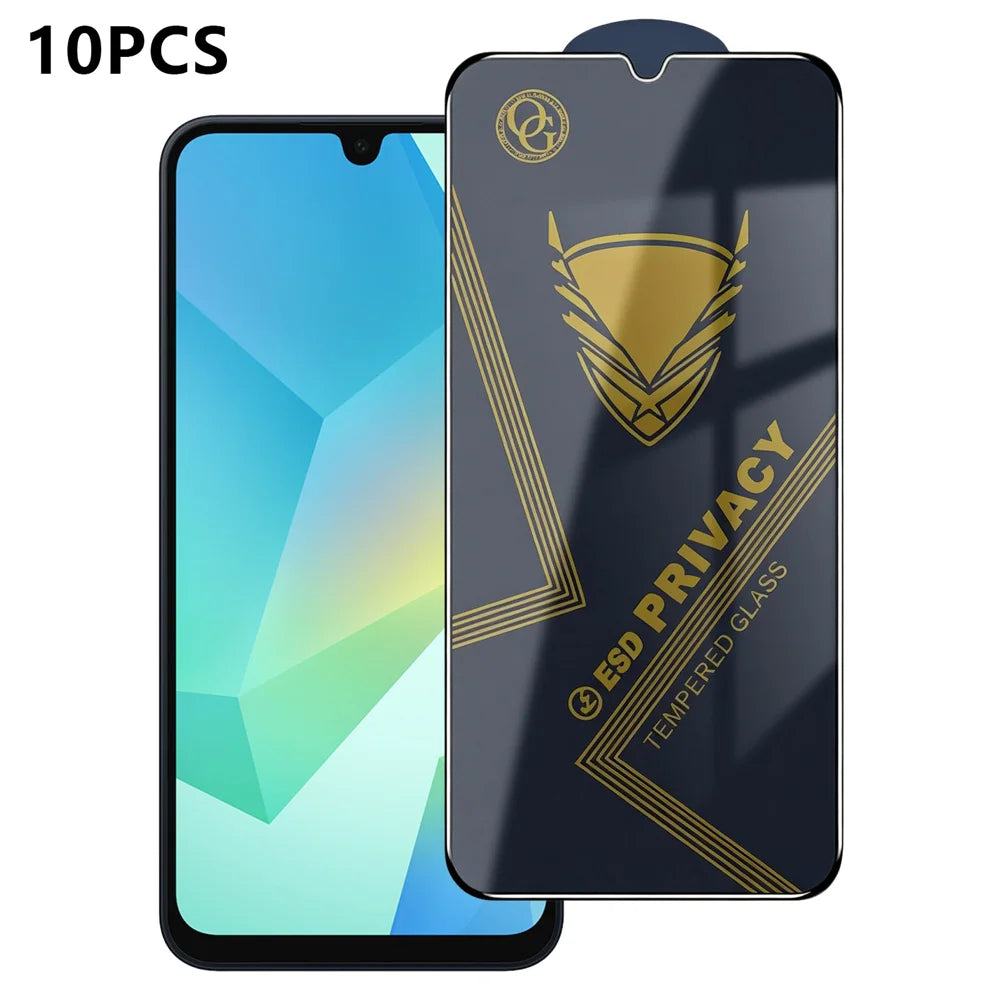 For Samsung Galaxy A16 4G / Galaxy A16 5G 10Pcs Privacy Screen Protector 28° Anti-Spy Anti-Static High Aluminium-silicon Glass Film - Black - 1
