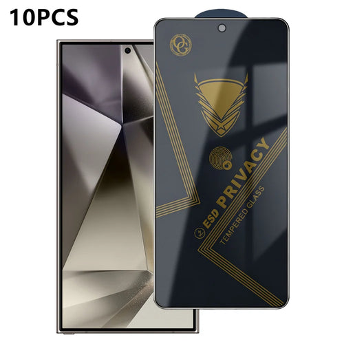 For Samsung Galaxy S24 Ultra 10Pcs Privacy Screen Protector 28° Anti-Spy Anti-Static High Aluminium-silicon Glass Film - Black - 1