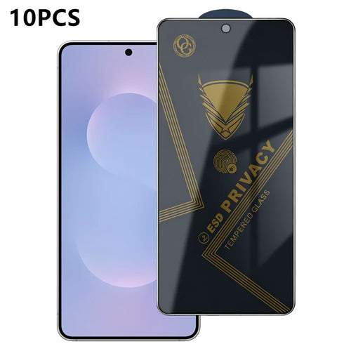 For Samsung Galaxy S25 Edge 10Pcs Privacy Screen Protector 28° Anti-Spy Anti-Static High Aluminium-silicon Glass Film - Black - 1