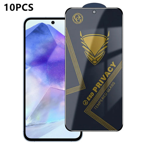 For Samsung Galaxy A55 5G 10Pcs Privacy Screen Protector 28° Anti-Spy Anti-Static High Aluminium-silicon Glass Film - Black - 1