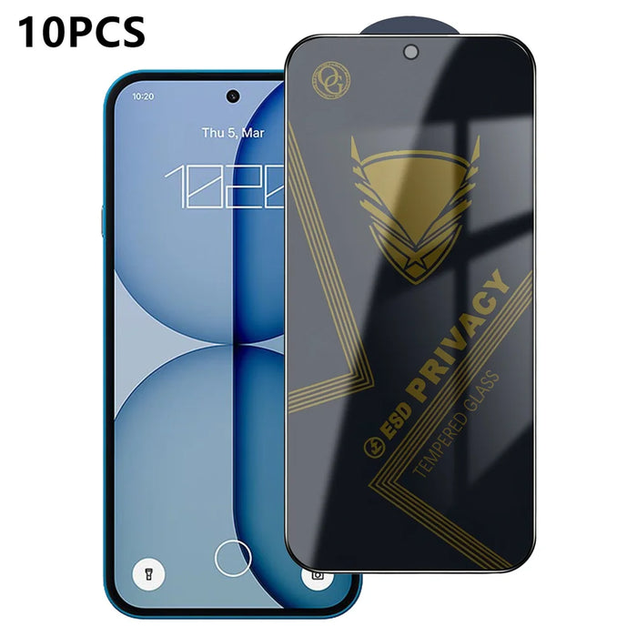 For Nothing Phone (4a) 10Pcs Privacy Screen Protector 28° Anti-Spy Anti-Static High Aluminium-silicon Glass Film - Black - 1