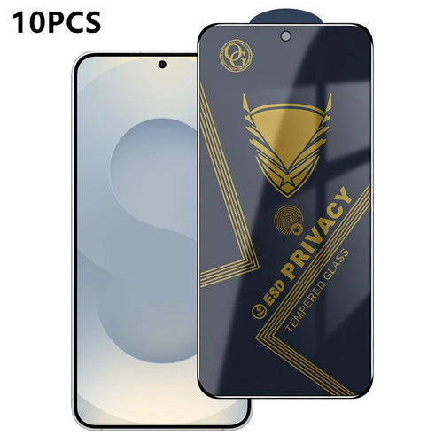 For Samsung Galaxy S25+ 10Pcs Privacy Screen Protector 28° Anti-Spy Anti-Static High Aluminium-silicon Glass Film - Black - 1