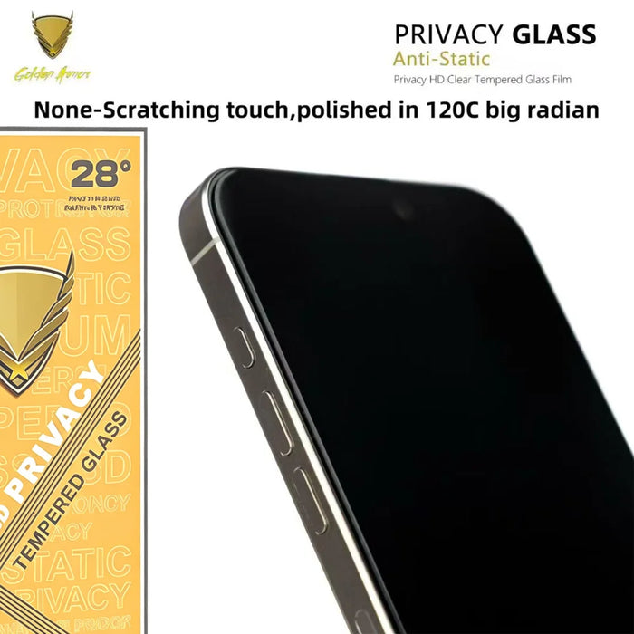 For iPhone 15 Pro Max 10Pcs Privacy Screen Protector 28° Anti-Spy Anti-Static High Aluminium-silicon Glass Film - Black - 3