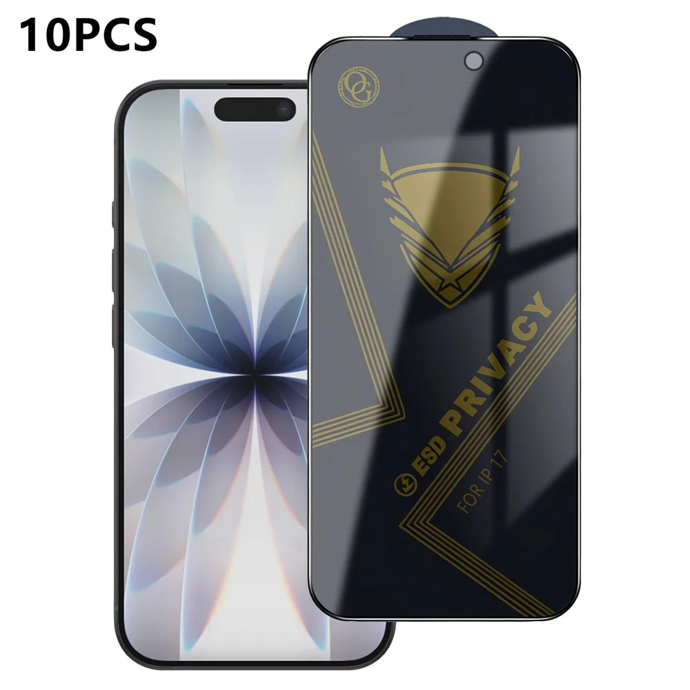 For iPhone 17 10Pcs Privacy Screen Protector 28° Anti-Spy Anti-Static High Aluminium-silicon Glass Film - Black - 1
