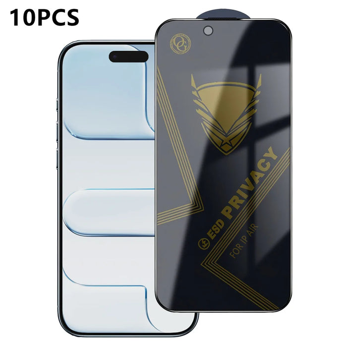 For iPhone Air 10Pcs Privacy Screen Protector 28° Anti-Spy Anti-Static High Aluminium-silicon Glass Film - Black - 1