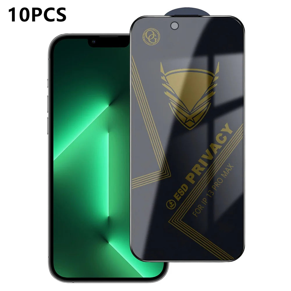 For iPhone 13 Pro Max 10Pcs Privacy Screen Protector 28° Anti-Spy Anti-Static High Aluminium-silicon Glass Film - Black - 1