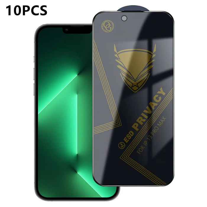 For iPhone 13 Pro Max 10Pcs Privacy Screen Protector 28° Anti-Spy Anti-Static High Aluminium-silicon Glass Film - Black - 1