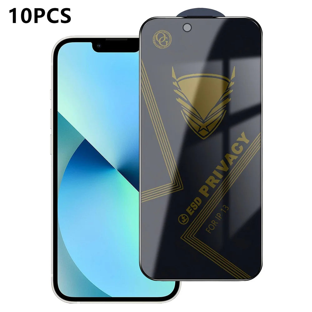 For iPhone 13 10Pcs Privacy Screen Protector 28° Anti-Spy Anti-Static High Aluminium-silicon Glass Film - Black - 1