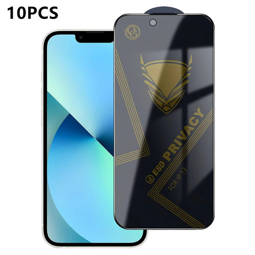 For iPhone 13 10Pcs Privacy Screen Protector 28° Anti-Spy Anti-Static High Aluminium-silicon Glass Film - Black - 1