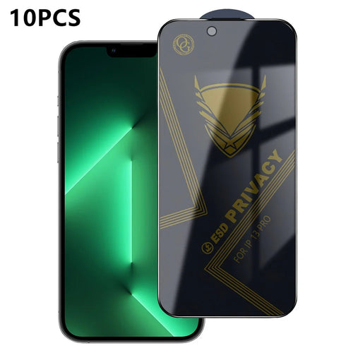For iPhone 13 Pro 10Pcs Privacy Screen Protector 28° Anti-Spy Anti-Static High Aluminium-silicon Glass Film - Black - 1