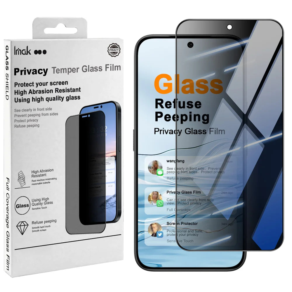 IMAK for Honor X70 Pro Max 5G / Honor X80 Pro Max 5G / TECNO Camon 50 4G Privacy Screen Protector Anti Peep Full Cover Tempered Glass Film (Fingerprint Unlock) - Black - 2