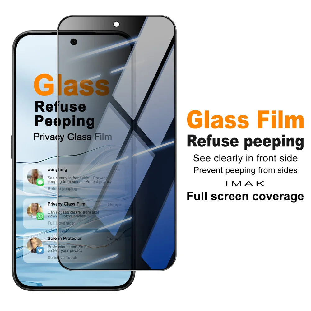 IMAK for Honor X70 Pro Max 5G / Honor X80 Pro Max 5G / TECNO Camon 50 4G Privacy Screen Protector Anti Peep Full Cover Tempered Glass Film (Fingerprint Unlock) - Black - 3