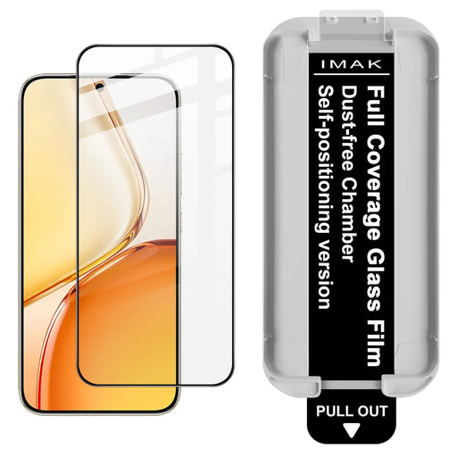 IMAK for Honor X80 Pro Max 5G Tempered Glass Full Screen Protector Full Glue Film with Dust-free Installation Tool (Fingerprint Unlock) - Black - Transparent - 1