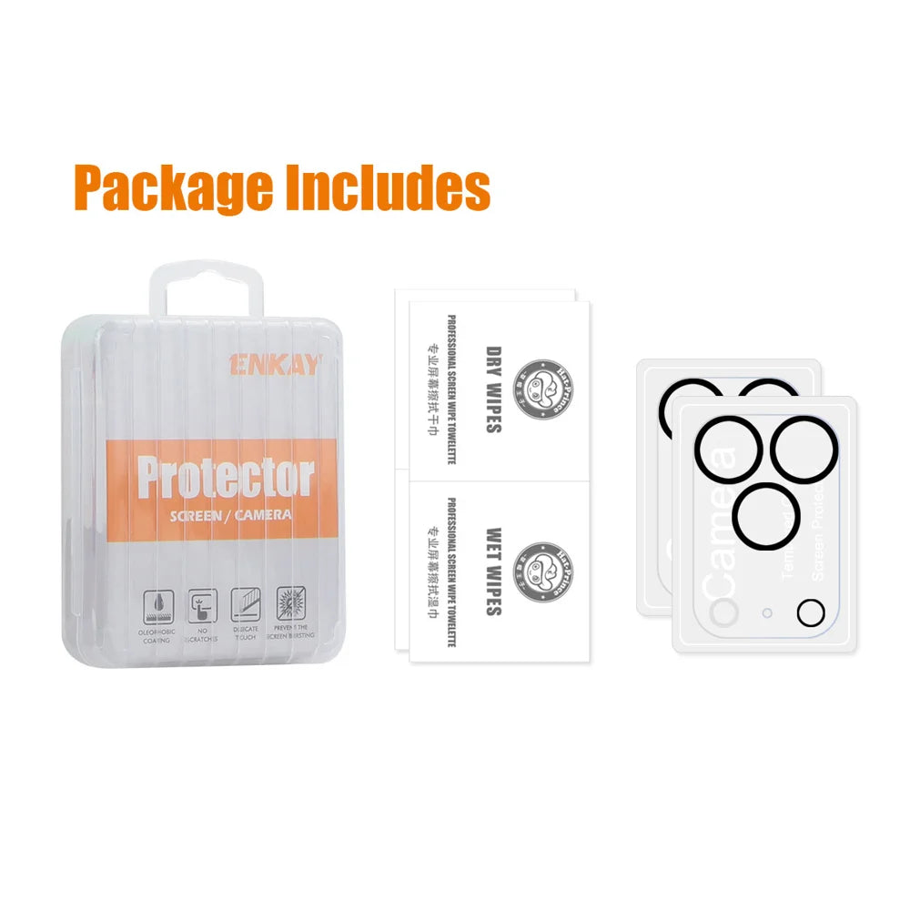 HAT PRINCE for iPhone 18 Pro Max 2Pcs Camera Lens Protector ENKAY  Tempered Glass Lens Film with Black Ring - Transparent - 5