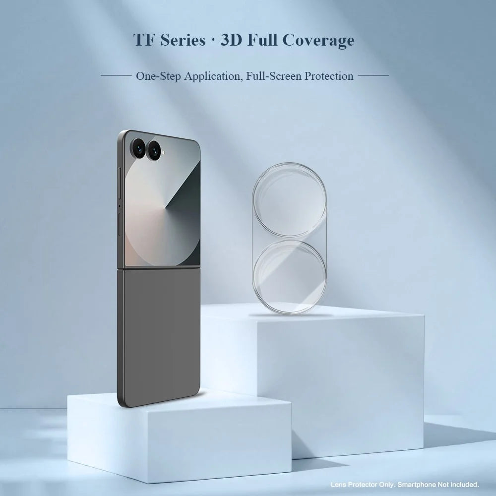 LEREACH For Samsung Galaxy Z Flip8 Camera Lens Protector Full Cover High Aluminium-silicon Glass Lens Film with Auto-Align Installation Frame - Transparent - 5