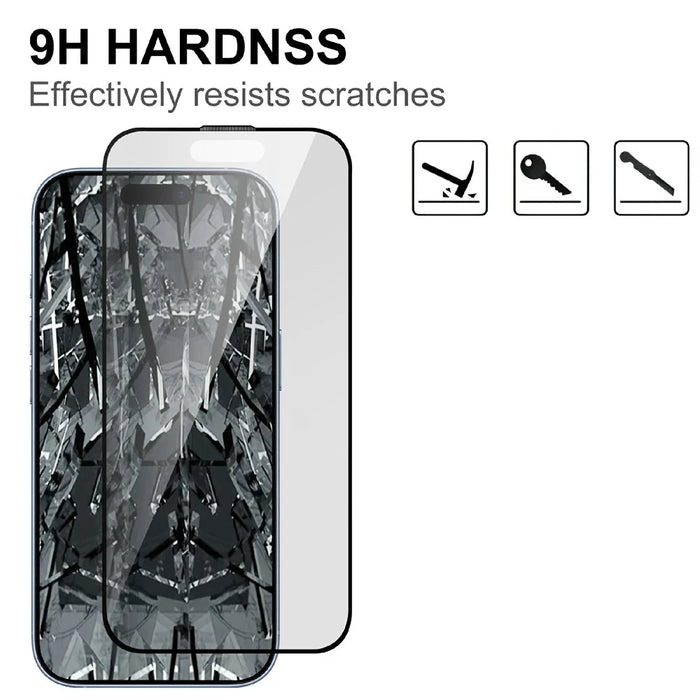 For iPhone 15 Pro Max AGC Glass Screen Protector Silk Printing Matte Full Glue Full Cover Film - Black - 3