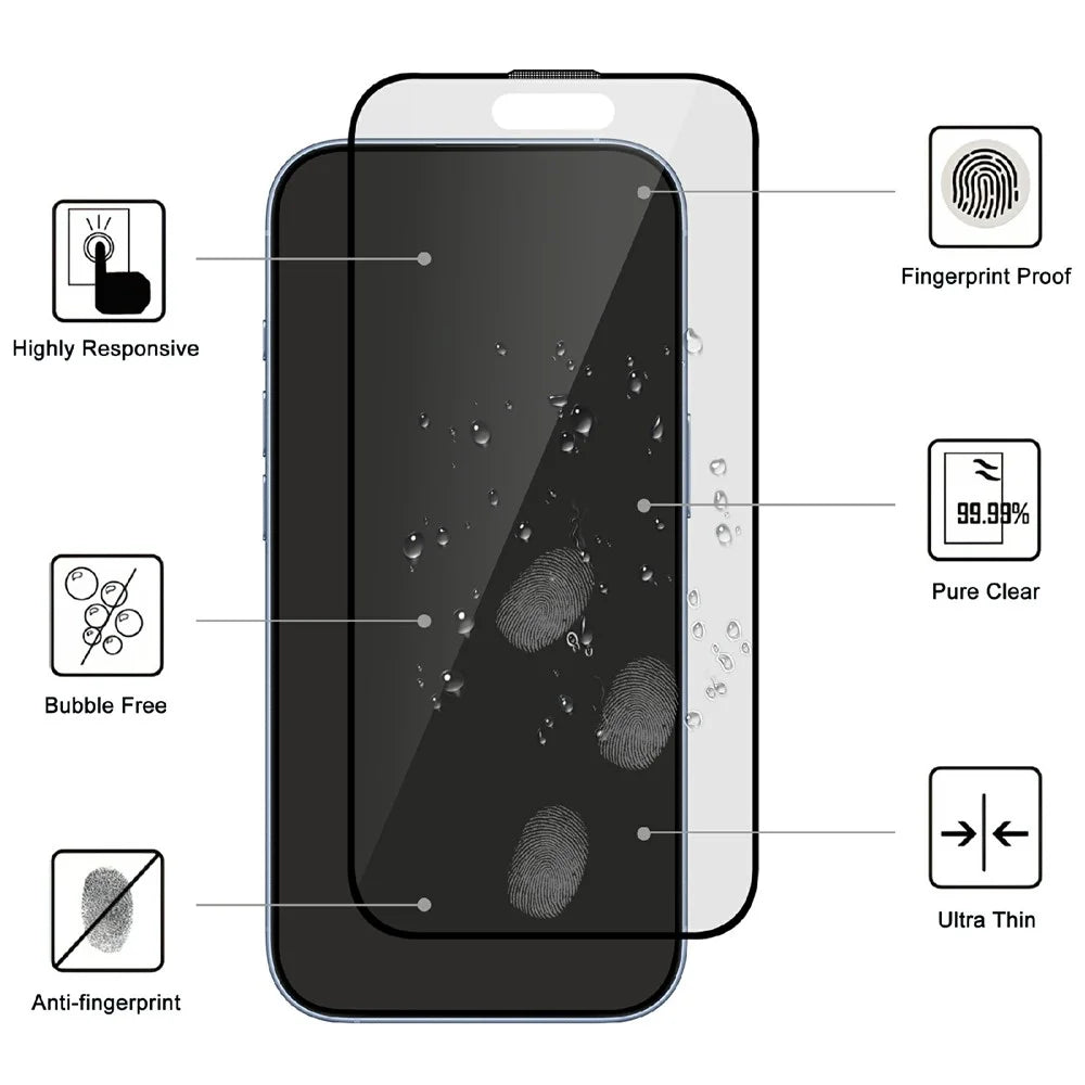 For iPhone 17 AGC Glass Screen Protector Silk Printing Matte Full Glue Full Cover Film - Black - 2