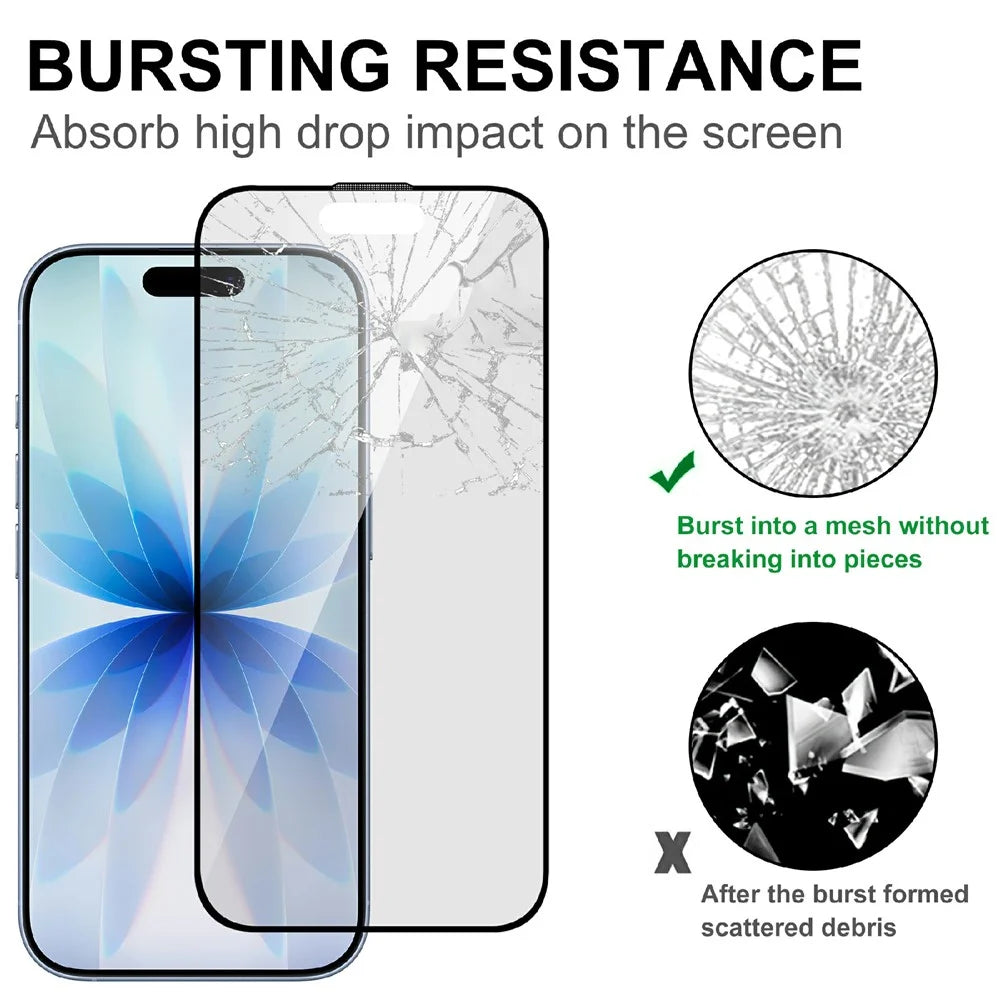 For iPhone 18 Pro Max AGC Glass Screen Protector Silk Printing Matte Full Glue Full Cover Film - Black - 4