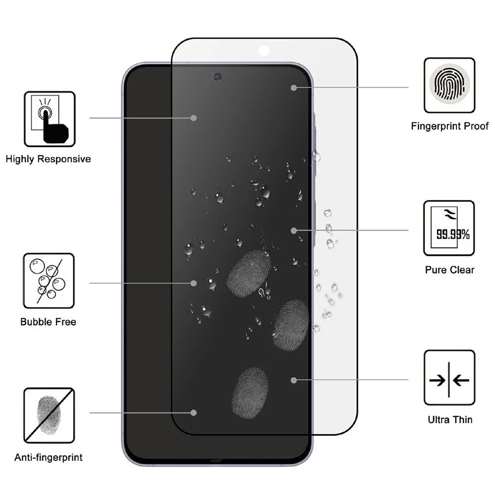 For Samsung Galaxy A37 5G AGC Glass Screen Protector Silk Printing Matte Full Glue Full Cover Film - Black - 2