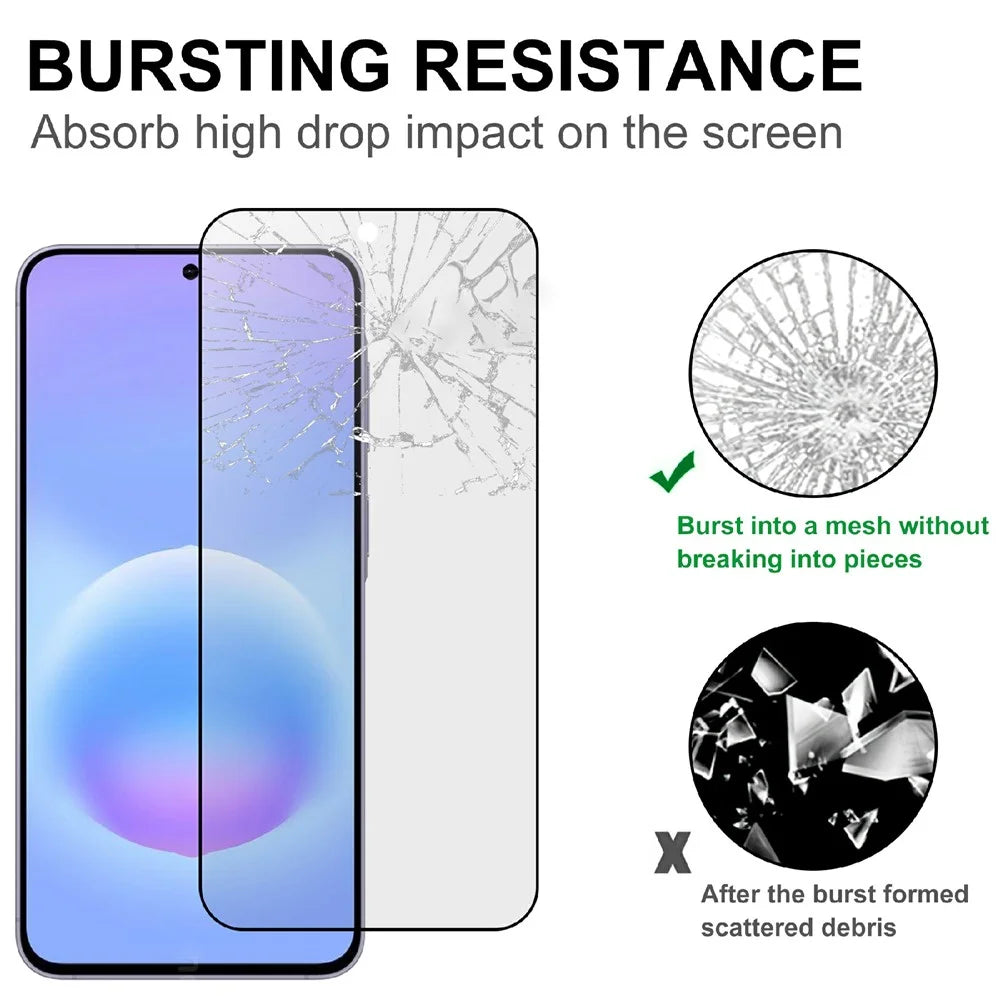 For Samsung Galaxy A37 5G AGC Glass Screen Protector Silk Printing Matte Full Glue Full Cover Film - Black - 4