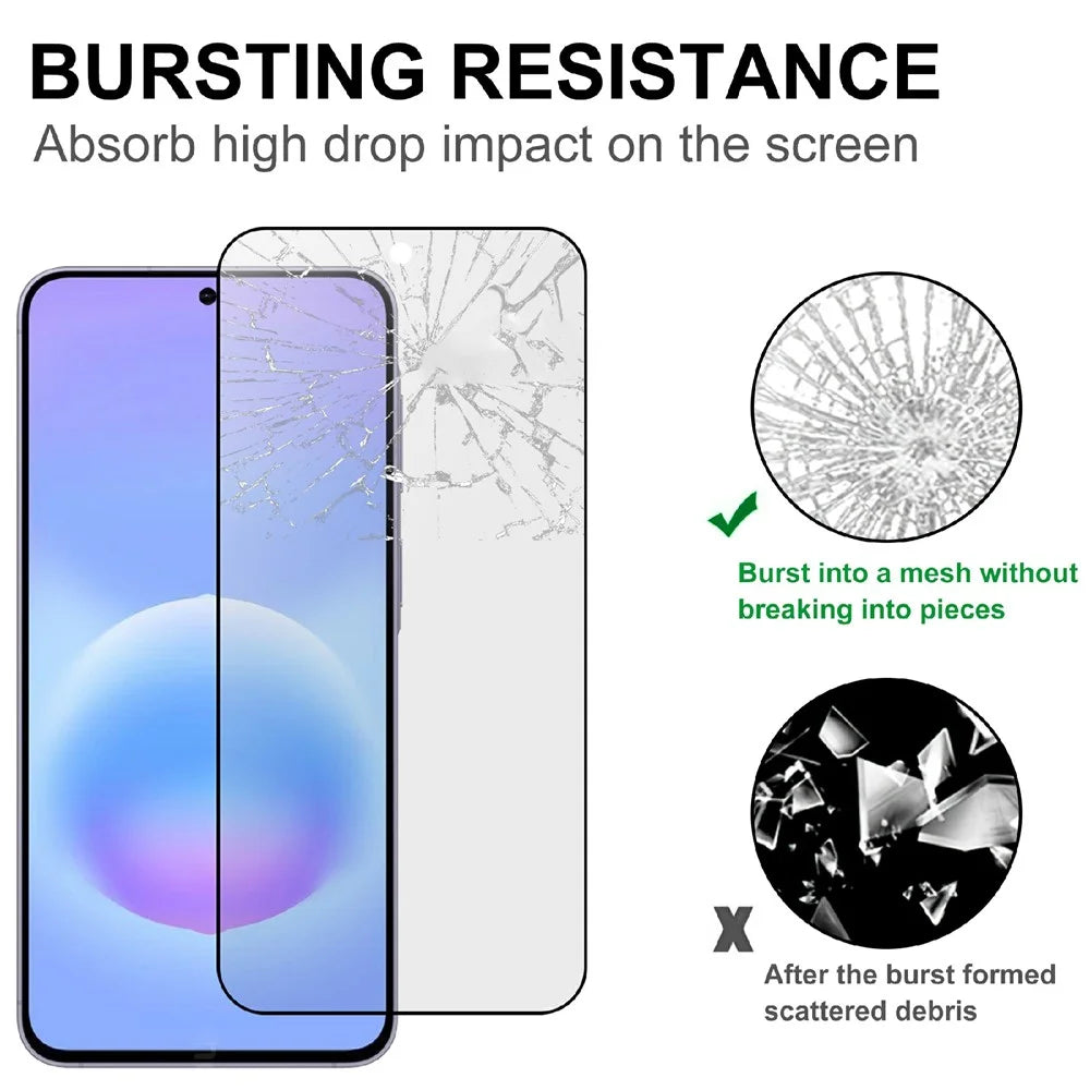 For Samsung Galaxy A57 5G AGC Glass Screen Protector Silk Printing Matte Full Glue Full Cover Film - Black - 4