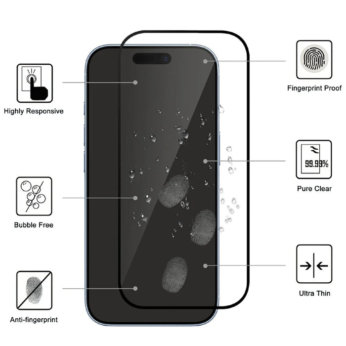 For iPhone 18 Pro AGC Tempered Glass with Black Edge Full Glue Full Coverage Screen Protector - 2