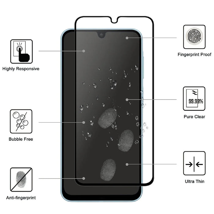 For Samsung Galaxy A08 5G AGC Tempered Glass with Black Edge Full Glue Full Coverage Screen Protector - 2