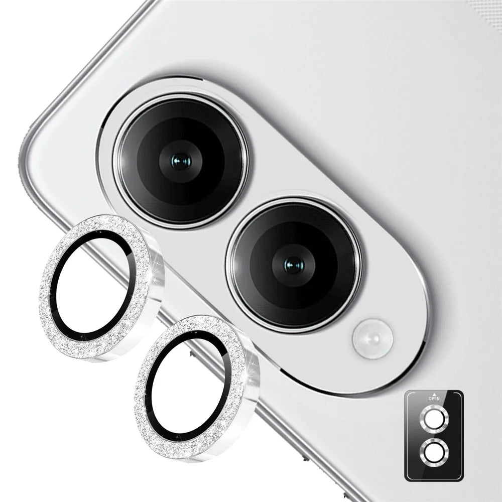 ENKAY HAT PRINCE For Samsung Galaxy Z Fold8 Camera Lens Protector Glitter Decor Tempered Glass Lens Film - Silver - 1