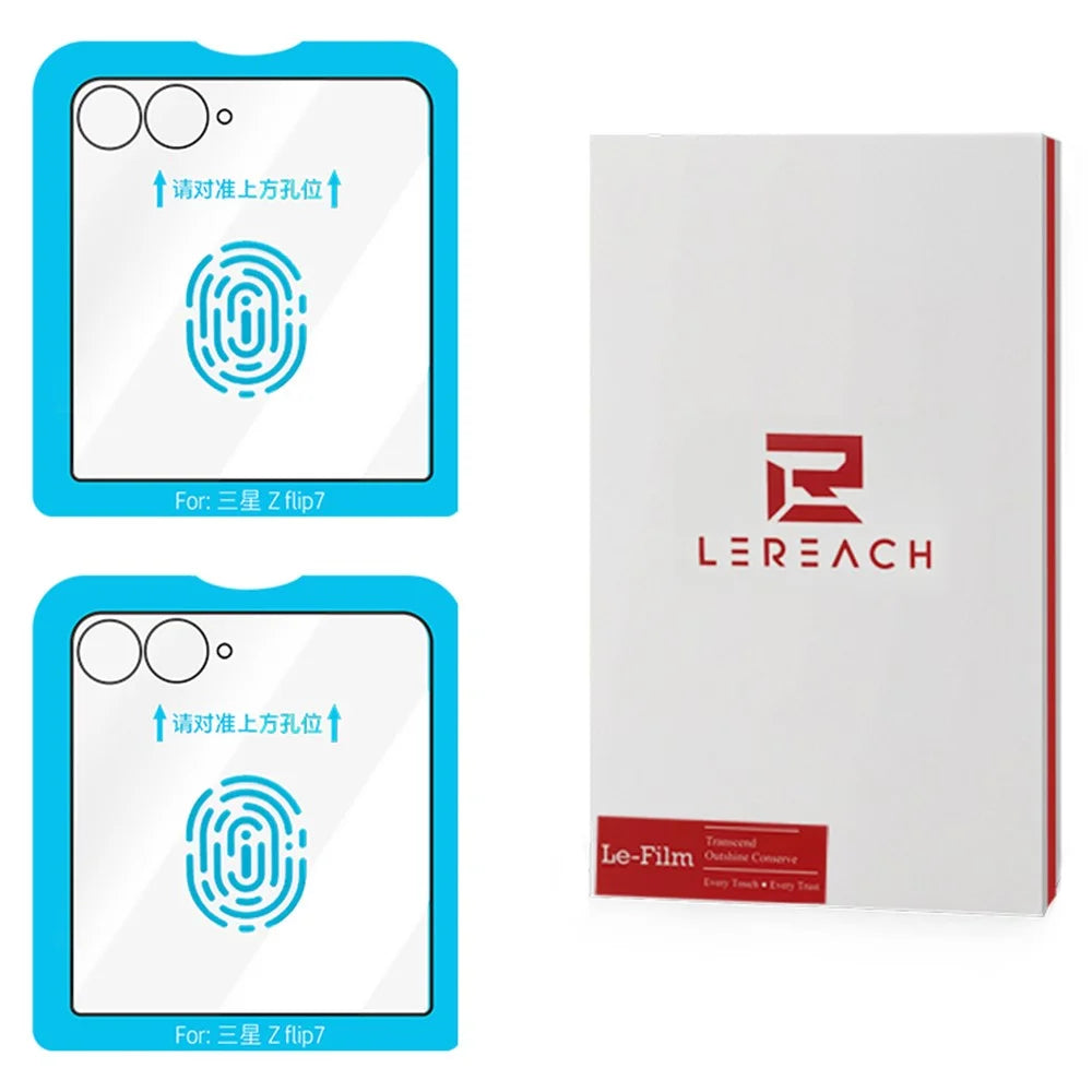 LEREACH 2Pcs For Samsung Galaxy Z Flip8 / Z Flip7 5G Tempered Glass Full Screen Protector Anti-Fingerprint Film with Dust-Free Installation Tool - Black - 1