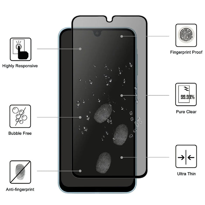 For Samsung Galaxy A08 5G Tempered Glass Screen Protector 2.5D Arc Edge Anti-Spy Film - 2